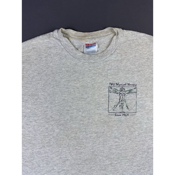 Rare Vintage 90s Texas Womens University Physical Therapy Art Da Vinci Gray Tee - Picture 8 of 13